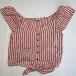 American Eagle NWOT • • Red & White striped • cropped top • XS • ties at waist Photo 1