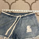 Aerie  Distressed Raw Hem Pull on Mini Light Wash Denim Shorts Size Small Photo 7