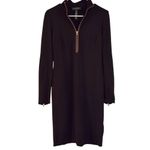 Ralph Lauren Lauren  black leather trim quarter zip long sleeve dress 4 Photo 1