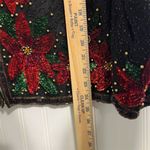 Laurence Kazar Vintage XXL Poinsettia Sequin Jacket 100% Silk Holiday Party GLAM Photo 4