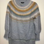 J.Crew Fair Isle Oversized Sweater-XS French blue, brown, cream alpaca wool Photo 1