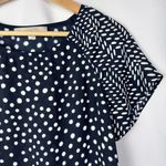 Loft Ann Taylor Navy Blue & White Mixed Polka Dot Short Sleeve Top S Photo 2