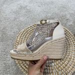Coach Women’s Kit Wedge Espadrille Leather Ankle Strap Signature in Cream 7B Photo 7
