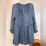Lilla P Dress Chambray Denim Button Down Long Sleeve Drop Waist Women’s Large Blue Photo 1
