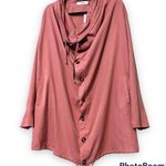 JustFab  size XL lightweight jacket cowl neck button down blush pink with pockets Photo 0