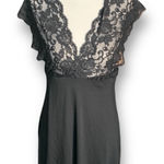 Vintage Y2K Ann Ferriday Black Lace Sheer Babydoll Blouse Small Bow Tie Back Photo 0