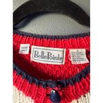 Hand Knit American Flag Pattern Cardigan Sweater Red Photo 2