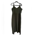 Athleta  Elation V-neck Hybrid Midi Active Dress in Olive Green Photo 4