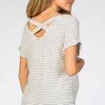Pinkblush **NWT** White Striped Ribbed Crisscross Back Maternity Top - Photo 3