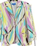 Escada Sport Blazer Jacket Women 12 Multicolor Abstract Pockets Maximalist Retro Pink Photo 13
