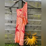 Farm Rio $248 One Shoulder Star Fish Orange Midi Dress Resort Beach Vacation Photo 2