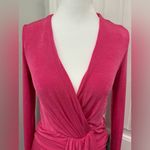 Lulus 🆕  Fuchsia Long Sleeve Wrap Dress Size S Photo 4