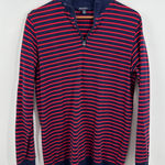 Brooks Brothers XL 1/4 Zip Pullover Long Sleeve Shirt Red Navy Striped Classic Photo 0