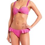 Gianni Bini x Jess Southern NWT Ribbed Ruffle Hipster Pink Bikini Bottom Large Photo 8