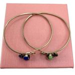 Vintage Blue and Green Bangle Clasp Rhinestone Bracelets Photo 11