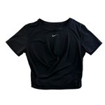 Nike  Women's S Cropped Twist Front Top One Classic Dri-Fit Short Sleeve Black Photo 1