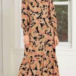 Who What Wear Black and Orange Ruffled Tiered Dress Sz S Photo 0