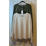 ASVIVID Women Olive Green Waffle Knit Long Sleeve Raglan Top Casual Comfort 2X # Size XXL Photo 1