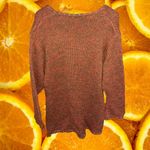 Lemo Orange‎ with Faux Leather Stitching Knit Sweater Orange Size XL Photo 4
