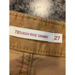 Levi's 721 High Rise Skinny Size 27 Button Fly Corduroy Jeans Tan / Brown Photo 3
