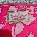 Estée Lauder NWOT Lilly Pulitzer For Estee Lauder "Frosty Floral" Pink Cosmetic Bag Gold Photo 2