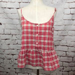 Current/Elliott Workwear Plaid Linen Peplum Top Photo 2