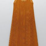 ZARA  Mustard Midi Perforation Dress /Holiday Beach Bikini /Hollow Out Cover Up M Photo 2