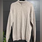 WOOLOVERS 100% Wool Full Zip Long Sleeve Cowl Neck Sweater Unisex Sz L EUC Tan Size L Photo 0