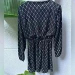 Sage Collective Grid Glitter Tie Neck Knit Dress In Black Size 0 Photo 3