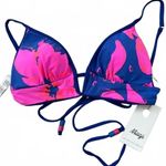 Maaji Jade Black Parade Long Line Triangle Reversible Bikini Top Blue Pink NWT S Photo 6