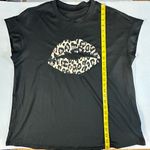SheIn  Black Sleeveless Leopard Lips T-shirt Womens‎ 0XL Photo 2