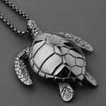 Large Black Sea Turtle Pendant Necklace Stainless Steel Big Jewelry Men, Womans Photo 4