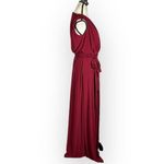 Betsy and Adam  Tie Belt V-Neck‎ Gown Women's 6 Burgundy Sleeveless Formal NWT Photo 5