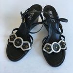 Franco Sarto Leather Wedge Sandal Ankle Strap Black Womens Size 6M Shoes Photo 1