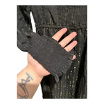 NWT Oat New York Long Sleeve Black & Gold Square Neck Smocked Dress | Size S Black Photo 3