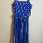 Emma & Michelle NWT Emma & Michele Blue Stripe Sleeveless Jumpsuit Women’s Size 12 Photo 2
