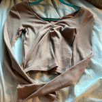 PacSun brown ribbed v-neck long sleeve shirt size small Photo 0