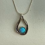 Artisan 4pc  Blue Opal 925 Sterling Silver Hook Earrings Liquid Silver Chain Pend Photo 9