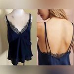 Lucy Paris Brynn Lace-Trim Camisole Tank Top Navy Blue Size Small New with tags Photo 2