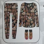 Disney  Mickey Mouse Gingerbread House 3 Piece Fleece Pajama Set SIZE S Photo 2