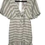 Selfie Leslie Mocha and Cream Tie Front Mini Dress Ruffles Open Back NWT Size S Photo 0