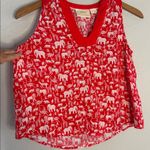 Anthropologie Maeve Red Elephant Safari Top Melange Animal Print Tank Size 2P Photo 5