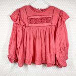 Free People  Pink Laura Eyelet Lace Peasant Top Photo 1