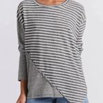 Current/Elliott Current Elliott The Slice Grey Stripe Oversized Long Sleeve Tee Size 0 Photo 2