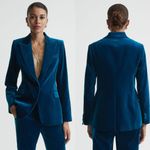 Reiss Velvet Single Breasted Suit Blazer in Blue UK10 Photo 1