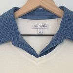 kim rogers New with tags  Cream and Blue Blouse with Scenic Print Photo 1