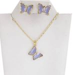 Plated Gold Lavender Necklace Set Purple Photo 2