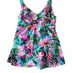 Tropical Print Colorful Bathing Suit SwimDress Plus Size 14W Full Coverage NEW Photo 0