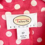 Talbots Petites Linen Button Front Blazer Jacket Coral Pink Polka Dot Size 8P Photo 4