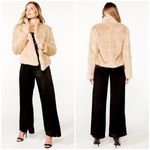 Bardot  Waterfall Faux Fur Jacket In Beige Photo 1